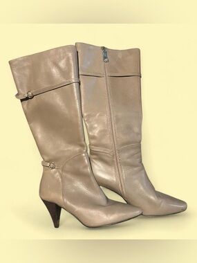 BCBGMaxAzria Ava style Taupe Leather Knee-High Heeled Boots